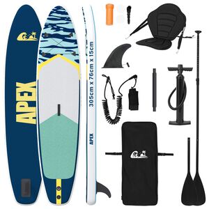 vidaXL SUP Board mit Sitz 2-in-1 APEX 305 x 76 x 15 cm Blau f&uuml;r