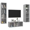 vidaXL 3-tlg. TV-Schrank-Set Betongrau Holzwerkstoff