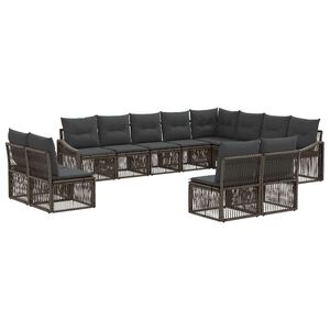 vidaXL Gartensofa-set 12 stk. 12-Sitzer Grau Poly-Rattan