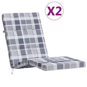 vidaXL Liegestuhl-Auflagen 2 Stk. Grau Karomuster Oxford-Gewebe