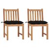 vidaXL Gartenst&uuml;hle 2 Stk. mit Kissen Massivholz Teak