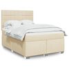 vidaXL Boxspringbett mit Matratze Creme 160x200 cm Stoff