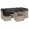 vidaXL 7-tlg. Garten-Sofagarnitur mit Kissen Hellgrau Poly Rattan