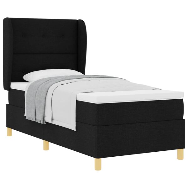 vidaXL Boxspringbett mit Matratze Dunkelgrau 90x190 cm Schwarz