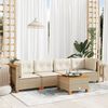 vidaXL 5-tlg. Garten-Sofagarnitur mit Kissen Beige Poly Rattan