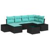 vidaXL Garten-Sofa-Set 6 stk. Schwarz und T&uuml;rkis Poly-Rattan