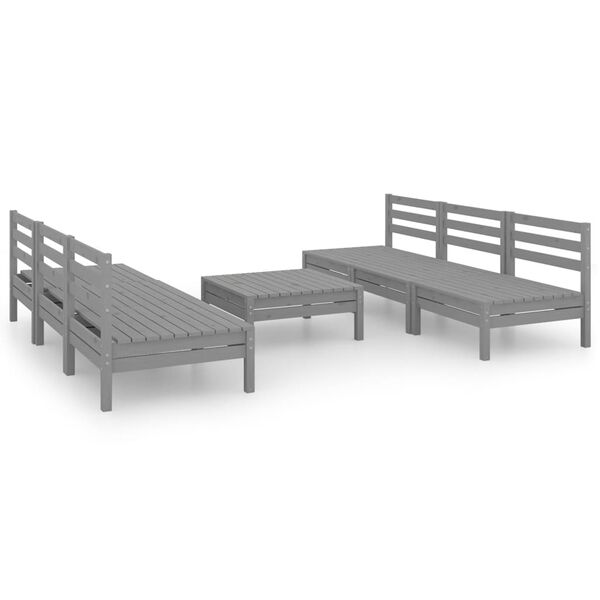vidaXL 7-tlg. Garten-Lounge-Set Grau Kiefer Massivholz