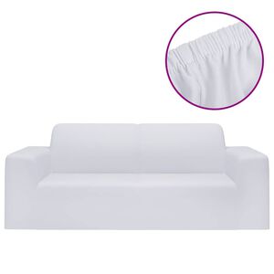 vidaXL Stretch Sofahusse 2-Sitzer Wei&szlig; Polyester-Jersey