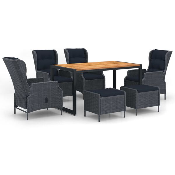 vidaXL 7-tlg. Garten-Essgruppe Dunkelgrau