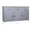 vidaXL Sideboard Grau 135x40x80 cm Kiefernholz Panama