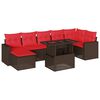 vidaXL 8-teiliges Gartensofa-Set mit Kissen, braun, Polyrattan