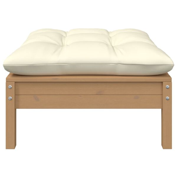 vidaXL Gartenhocker mit Creme Kissen Honigbraun Massivholz Kiefer