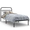 vidaXL Bettgestell mit Kopfteil Metall Schwarz 90x190 cm