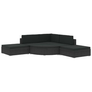vidaXL 6-tlg. Garten-Lounge-Set mit Auflagen Poly Rattan Schwarz