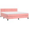 vidaXL Boxspringbett mit Matratze & LED Rosa 160x200 cm Samt