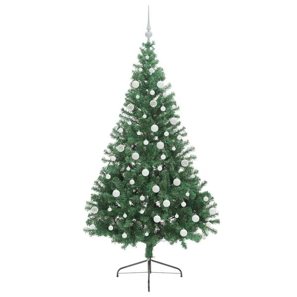 vidaXL K&uuml;nstlicher vorbeleuchteter Weihnachtsbaum Gr&uuml;n 180 cm PVC