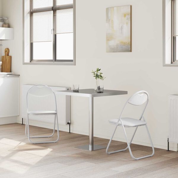 vidaXL Klappstuhl 2 pcs Wei&szlig; 48 x 43,5 x 81 cm Kunstleder