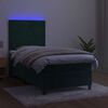 vidaXL Boxspringbett mit Matratze & LED Dunkelgr&uuml;n 80x200 cm Samt