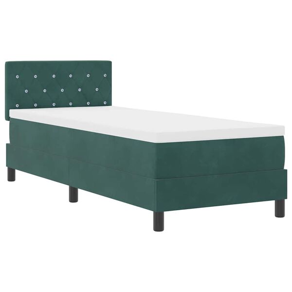 vidaXL Boxspringbett mit Matratze Dunkelgr&uuml;n 80 x 200 cm Samt