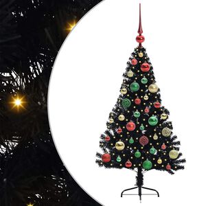 vidaXL K&uuml;nstlicher vorbeleuchteter Weihnachtsbaum Schwarz 120 cm PVC