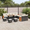 vidaXL Gartensofa-set mit Kissen 18 pcs Schwarz und Creme Poly-Rattan