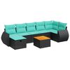 vidaXL 8-tlg. Garten-Sofagarnitur mit Kissen Schwarz Poly Rattan