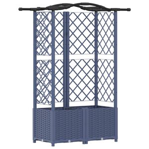 vidaXL Hochbeet mit Rankgitter und Dach Grau 122 x 40 x 141 cm PP