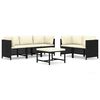 vidaXL 6-tlg. Garten-Lounge-Set mit Kissen Poly Rattan Schwarz