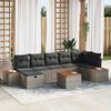 vidaXL Garten-Sofa-Set mit Kissen mit Speicher 8 pcs Grau Poly-Rattan