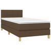 vidaXL Boxspringbett mit Matratze & LED Dunkelbraun 90x200 cm Stoff