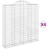 vidaXL Gabionen mit Hochbogen 4 Stk. 200x30x200/220cm Verzinktes Eisen