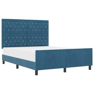 vidaXL Boxspringbett mit Kopfteil Dunkelblau 140 x 190 cm Samt