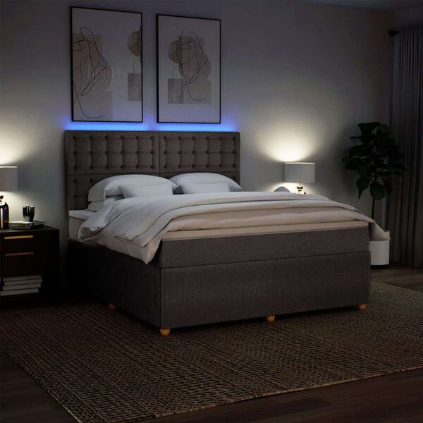 vidaXL Boxspringbett mit Matratze Taupe 180x200 cm Stoff