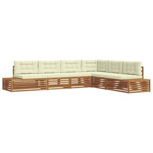 vidaXL Outdoor-Sofagarnitur mit Kissen 6 St&uuml;ck Natur und Creme