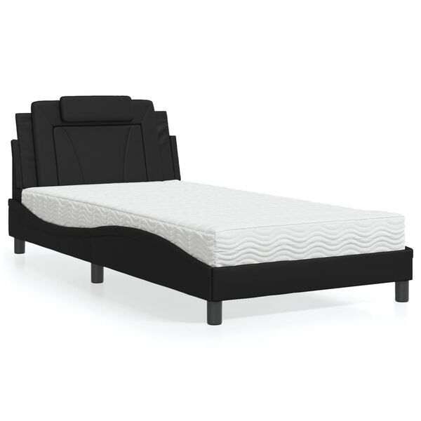 vidaXL Bett "Viana" mit Matratze Schwarz 100x200 cm Kunstleder