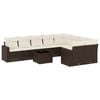 vidaXL 10-tlg. Garten-Sofagarnitur mit Kissen Braun Poly Rattan