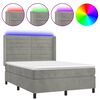 vidaXL Boxspringbett mit Matratze & LED Hellgrau 140x190 cm Samt