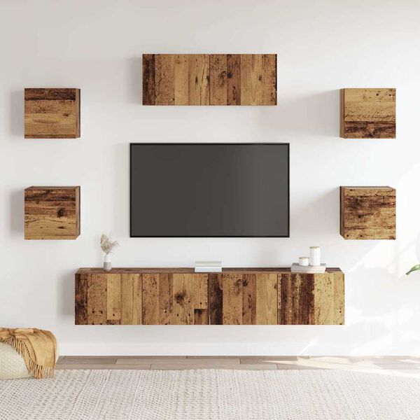 vidaXL 5-teiliges TV-Schrank-Set Wandmontage aus altem Holz