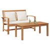 vidaXL Bank mit Kissen 2 pcs Braun und Creme Massivholz Teak