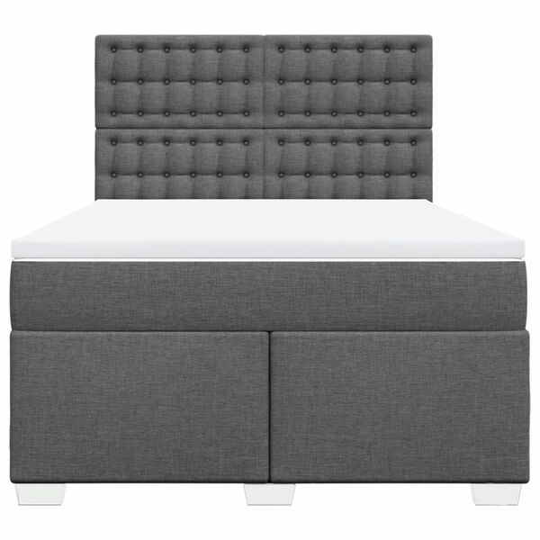 vidaXL Boxspringbett mit Matratze Dunkelgrau 140x190 cm Stoff