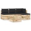 vidaXL 5-tlg. Garten-Lounge-Set mit Kissen Gr&uuml;n Impr&auml;gniertes Holz