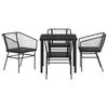 vidaXL Garten Essgruppe 5 pcs Schwarz Poly-Rattan