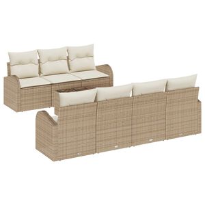 vidaXL Garten-Sofa-Set mit Kissen mit Speicher 8 pcs Beige und Creme