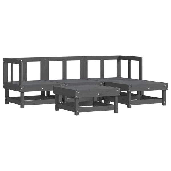 vidaXL 5-tlg. Garten-Lounge-Set Grau Massivholz Kiefer