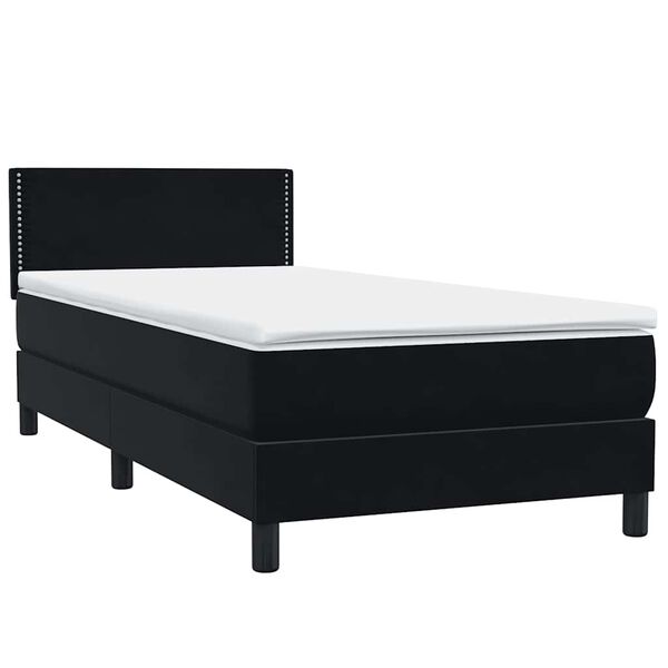 vidaXL Boxspringbett mit Matratze Schwarz 100x220 cm Samt