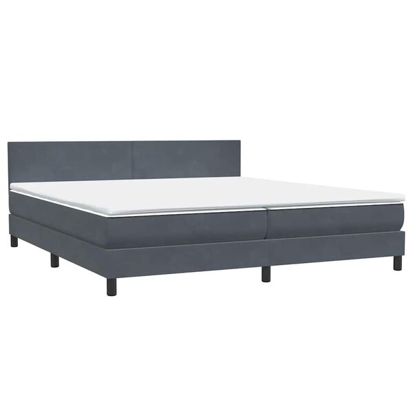 vidaXL Boxspringbett mit Matratze Dunkelgrau 180x210 cm Samt