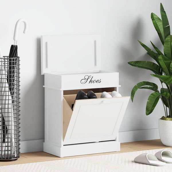 vidaXL Schuhschrank Wei&szlig; 50 x 28 x 58 cm Paulownia Holz