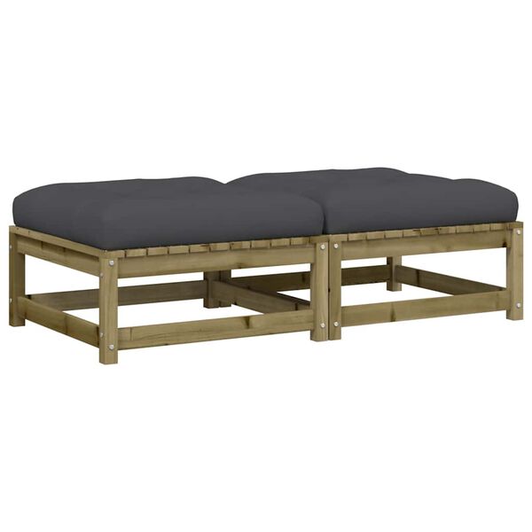 vidaXL Gartenhocker mit Kissen 2 Stk. Kiefernholz Imprägniert