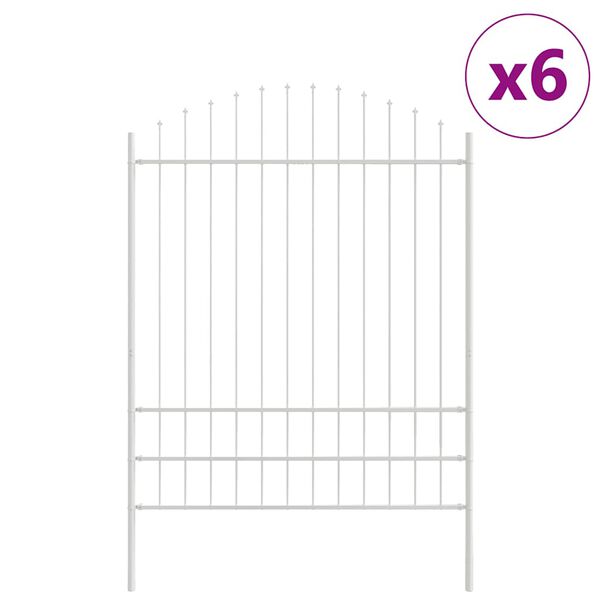 vidaXL Gartenzaun 6 pcs Wei&szlig; 170 x 225 cm Pulverbeschichteter Stahl