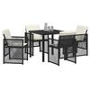 vidaXL Garten Essgruppe 5 pcs Schwarz Poly-Rattan